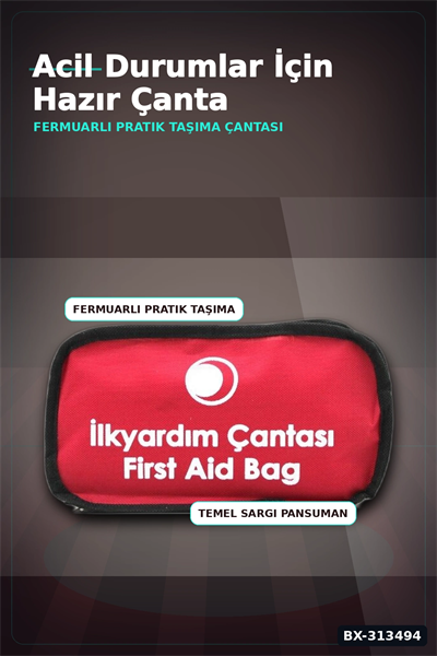 Fermuarlı Polyester Çantalı 17 Parça Acil İlk Yardım Seti Araba Ev Ofis BX-313494