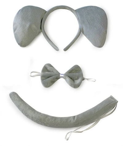 Fil Kostümü Aksesuar Seti 3 Lü - Taç Papyon Kuyruk