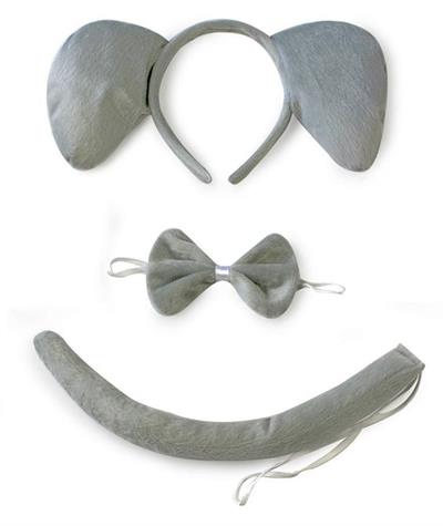 Fil Kostümü Aksesuar Seti 3 lü - Taç Papyon Kuyruk (3936)