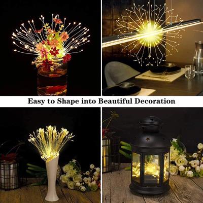 Fişli Asılı Havai Fişek Işıkları 120 LED Ampul Bakır Tel Şerit Işık (3936)