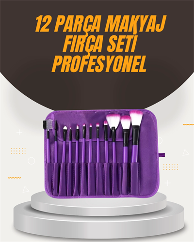 Fondöten, Allık ve Far Uygulamalarına Uygun 12 Parça Makyaj Fırça Takımı Ergonomik Saplı