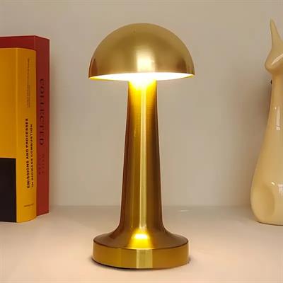 Forlife Dekoratif Şarjlı LED Mantar Masa Lambası Gold FL-8055 (3936)