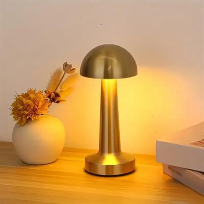 Forlife Dekoratif Şarjlı LED Mantar Masa Lambası Gold FL-8055 (3936)