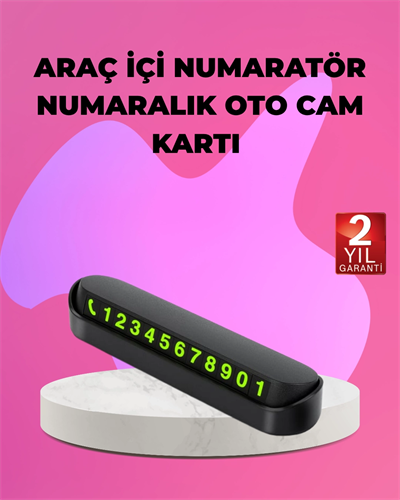 Fosforlu Araç İçi Park Kartı Numaratörü