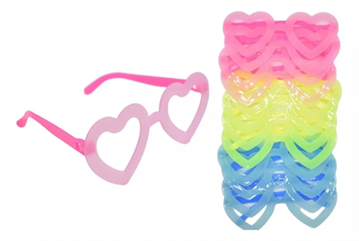 Fosforlu Kalp Model Glow Parti Gözlüğü Karanlıkta Yanan Gözlükler 12 Adet