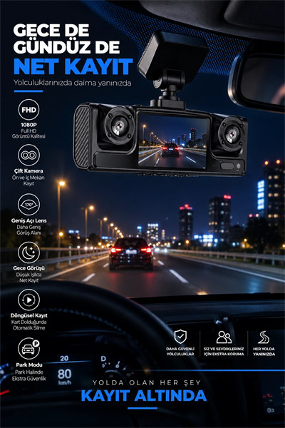 Full HD 1080P Döngüsel Kayıtlı Araç Kamerası