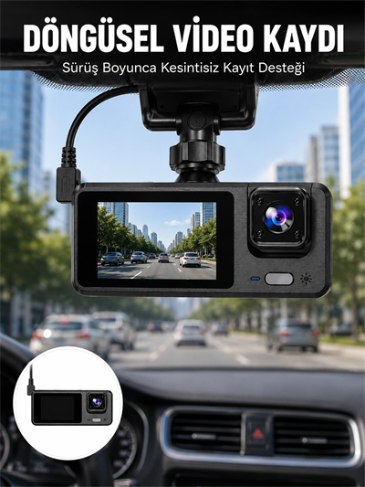 Full HD 3 Kanallı Araç Kamerası – Akıllı Çözümlerle Sürüş Yeni Nesil