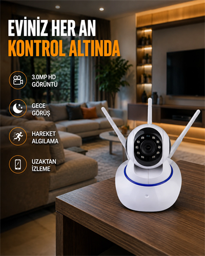 Full HD Akıllı IP Kamera – Gece Görüşlü, Hareket Sensörlü, Çift Yönlü Ses ve Online Kayıt Özellikli Yeni Nesil
