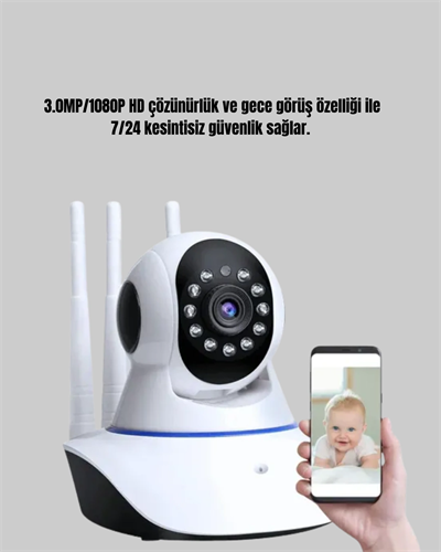 Full HD Akıllı IP Kamera – Gece Görüşlü, Hareket Sensörlü, Çift Yönlü Ses ve Online Kayıt Özellikli