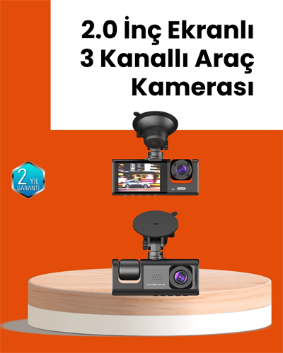 Full HD Araç Kamerası  Çift Yönlü Kayıt ve Darbe Sensörü
