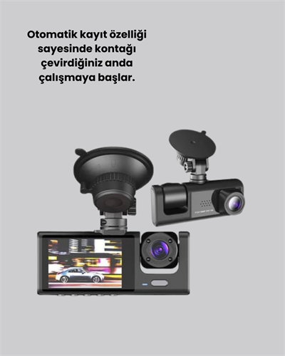Full HD Araç Kamerası  Çift Yönlü Kayıt ve Darbe Sensörü