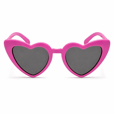 Fuşya Pembe Retro Kalp Gözlük – 80’ler 90’lar Stil Parti Gözlüğü