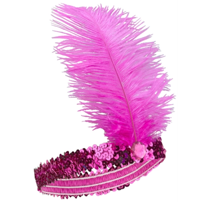 Fuşya Renk Çarliston Saç Bandı