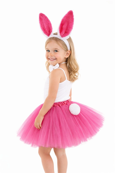 Fuşya Tavşan Kostüm Seti Kız Çocuk – Tütü Etekli 4 Parça