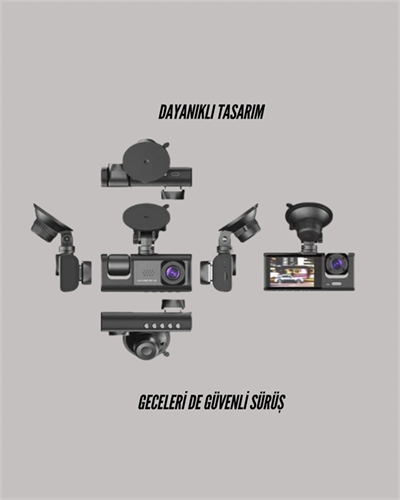 G-Sensörlü 3lü Kayıtlı Araç Kamerası