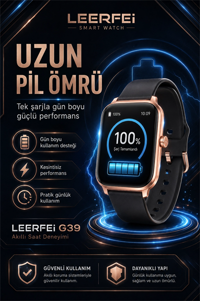 G39 Model Kablosuz Şarjlı Akıllı Saat Rose Gold Renk Bildirim Ve Arama Destekli