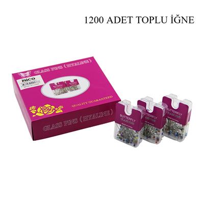 GLASS PINS HYALINE BUTTERFLY 1200 ADET RENKLİ TOPLU BAŞÖRTÜ İĞNESİ ŞEFFAF PLASTİK ASKILIKLI KUTULU (3936)