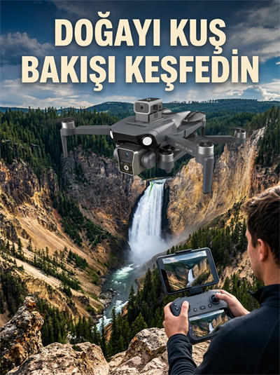 GPS Konumlandırmalı Çift Kameralı Drone Canlı Görüntü Aktarımlı