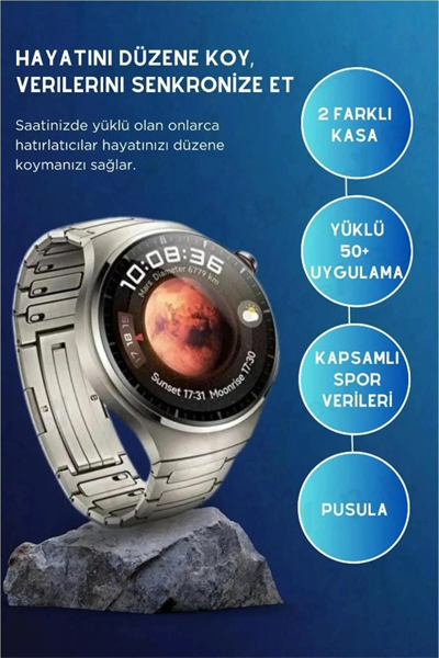GPS ve Suya Dayanıklılık Özellikli, Çok Renkli Kasa ve Siyah Kordonlu Akıllı Saat