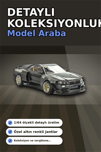 GReddy V2 1/64 Diecast Nissan Skyline GT-R R34 Kaido Works Model Araba, Koleksiyonluk BX-313373