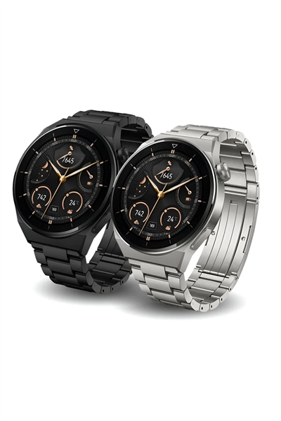 GT3 Max Elegant Smart Watch GT3 Max Elegant Erkek Akıllı Saat Deri-Metal-Silikon 3 Kordonlu