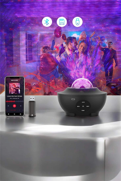 Galaxy Efektli LED Gece Lambası Projektörü Bluetooth Bağlantılı