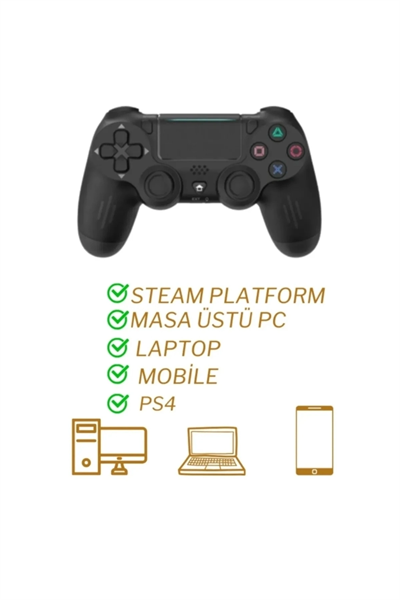 Gamepad Bluetooth bağlantılı siyah Playstation 4 uyumlu 1 yıl garantili kablolu kablosuz