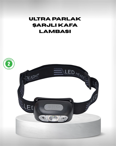 Gece Balıkçılığı İçin Ultra Parlak Şarjlı Kafa Lambası | 4 Işık Modu + USB Şarj