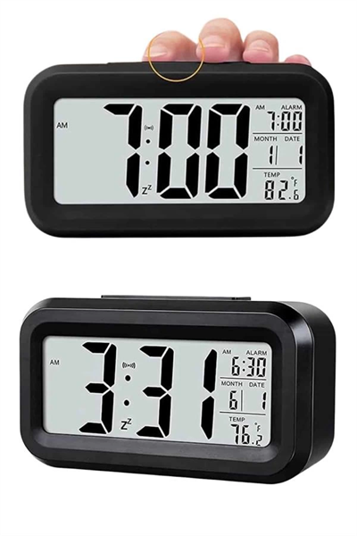 Gece Dijital Masa Saati Dijital Alarmlı Led Ekran Pilli Çalar Saat