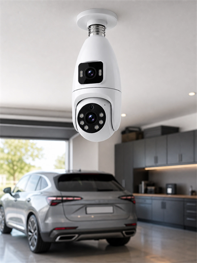 Gece Görüşlü Çift Lens Wi-Fi Ampul Kamera Mobil Takip Destekli