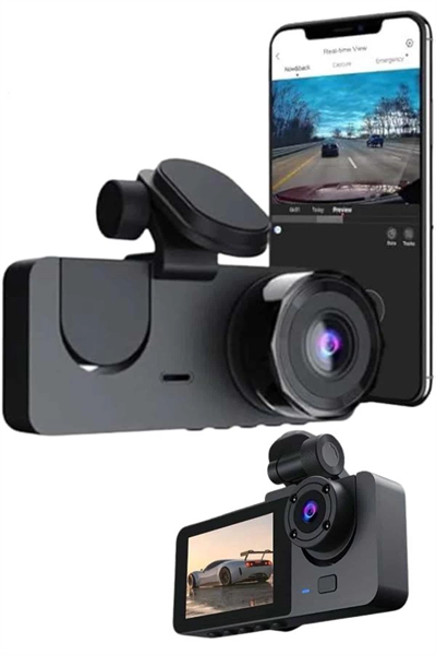 Gece Görüşlü DVR 3 Lensli Araç İçi Sürüş Kamerası Video Kaydedici