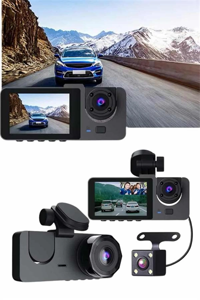 Gece Görüşlü DVR 3 Lensli Araç İçi Sürüş Kamerası Video Kaydedici