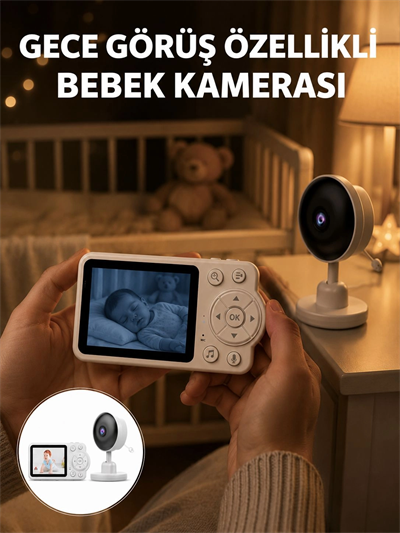 Gece Görüşlü Kablosuz Bebek Monitörü Ağlama ve Hareket Algılama Yeni Nesil