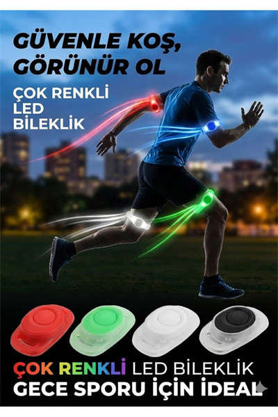Gece Koşu Bilekliği: Su Geçirmez, 2 Fonksiyonlu, Işıklı Güvenlik Bandı