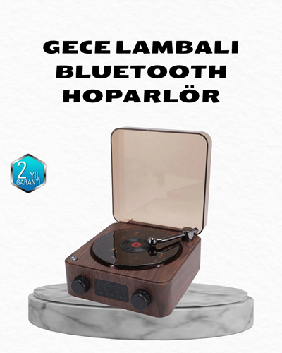 Gece Lambası Bluetooth Hoparlör Dijital Saat Çok Fonksiyonlu Su Dalgası Işıklı