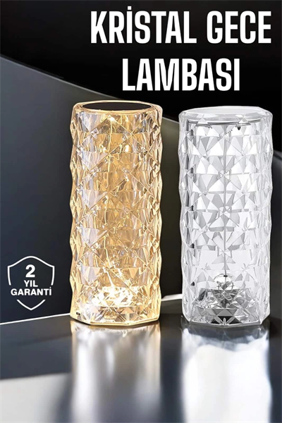 Gece Lambası Kristal Lamba Dokunmatik Şarjlı Hediyelik
