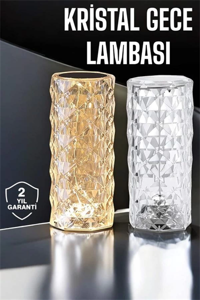 Gece Lambası Kristal Lamba Dokunmatik Şarjlı Hediyelik