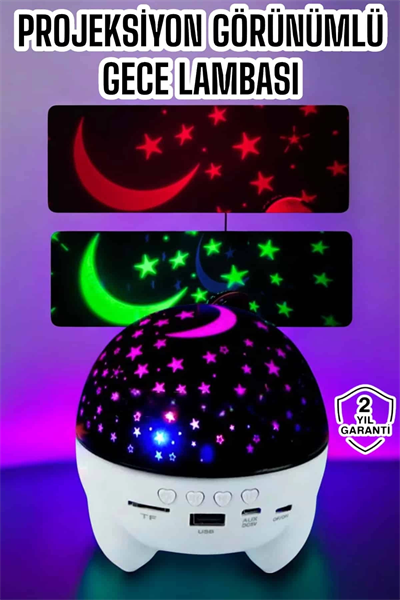 Gece Lambası Renkli Yıldızlı Gökyüzü Projeksiyon Gece Tavan Yansıtma
