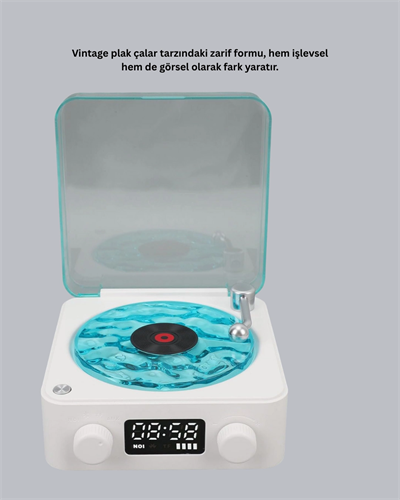 Gece Lambası Stereo Bluetooth Hoparlör Dijital Saatli Vintage Tasarım Çok Fonksiyonlu