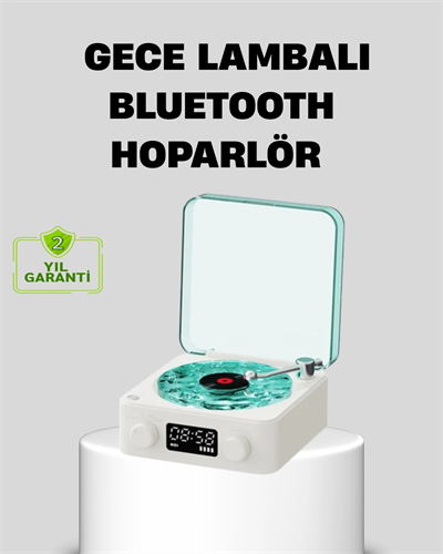 Gece Lambası Stereo Bluetooth Hoparlör Dijital Saatli Vintage Tasarım Çok Fonksiyonlu