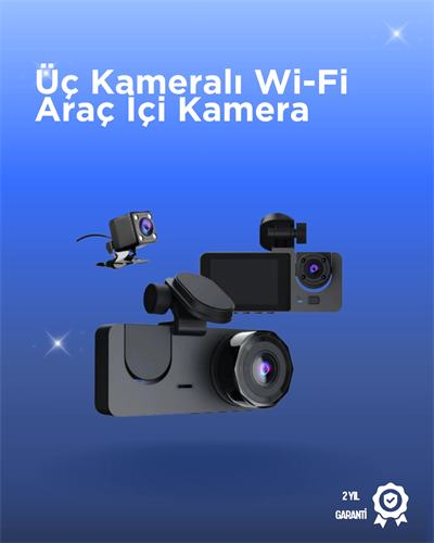 Gelişmiş G-Sensörlü Üçlü Araç Kamerası – 5” LCD Ekran ve Hareket Algılama
