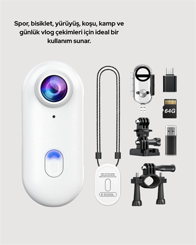 Geniş Açı Lensli WiFi Spor ve Vlog Kamerası