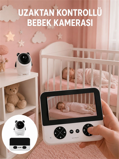 Geniş Ekranlı Bebek Monitörü Ağlama Algılama Özellikli Yeni Nesil