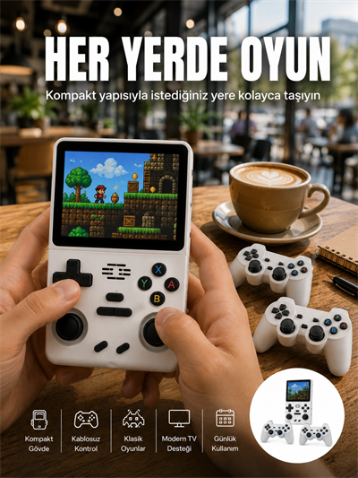 Geniş Ekranlı Taşınabilir Retro Oyun Konsolu Yeni Nesil