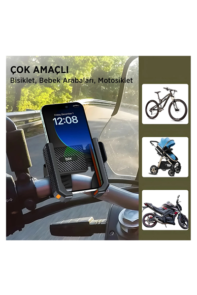 Gidon Bağlantılı Bisiklet Motosiklet İçin Esnek Abs 4-7.8″ İnç Telefon Tutucu 360° Dönebilen Tasarım