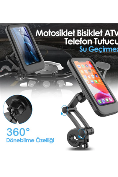 Gidon Bağlantılı Su Geçirmez Mıknatıslı Motorsiklet Telefon Tutucu