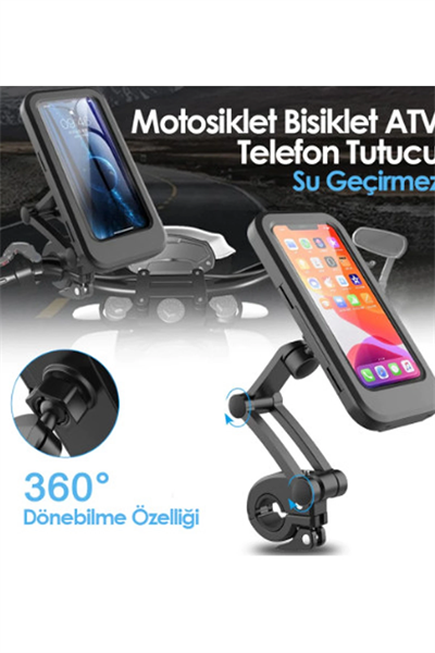 Gidon Bağlantılı Su Geçirmez Mıknatıslı Motorsiklet Telefon Tutucu