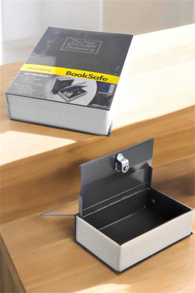 Gizli Kasa İngilizce Sözlüğü Kitap Görünümlü Anahtarlı Gizli Mini Çelik Kasa Kilitli