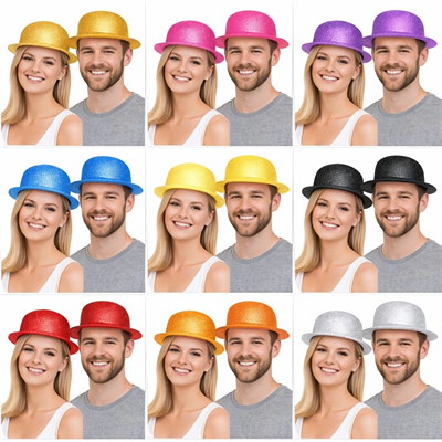 Glitter Simli Melon Şapka 9’lu Set - 9 Renk Parti Ve Kostüm Şapkası