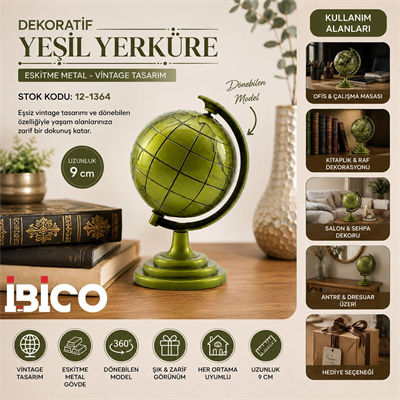 Globe Küçük Metal Dünya Biblosu - Dekoratif Süs Eşyası Bx40